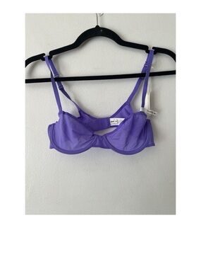 NWT Aerie Smoothez Purple Microfiber Mesh Unlined Underwire Balconette Bra S 34B
